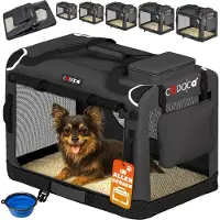 Cadoca Hundebox Hundetransportbox faltbar robust S 50x34x36cm atmungsaktiv Transporttasche Haustiertransportbox Hundetragetasche Anthrazit