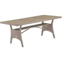 Casaria Polyrattan Gartentisch 190x90x74cm mit Ablage WPC-Tischplatte Höhenverstellbar Holzoptik Wetterfest Garten Terrasse Esstisch Gartenmöbel Creme
