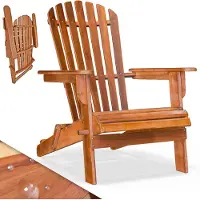 Casaria Sonnenliege Holz Wetterfest Klappbar 160kg Belastbarkeit XXL Armlehnen Rückenlehne Garten Balkon Terrasse Holzstuhl Ergonomisch Adirondack
