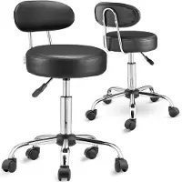 Casaria Rollhocker mit Lehne Höhenverstellbar 2er Set Schwarz
