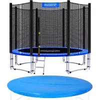 Monzana Trampolin Ø 305 cm SÜD GS Zertifiziert Komplettset inkl. Sicherheitsnetz, Leiter, Randabdeckung & Wetterplane Kindertrampolin Gartentrampolin
