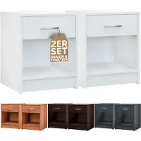 Casaria Nachttisch Hamburg, 109670, weiß, mit Schublade, 40 x 50 x 35cm (B/H/T), 2er Set