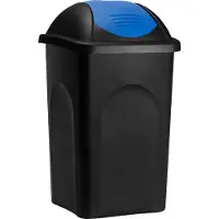 Stefanplast Mülleimer mit Schwingdeckel 60L Abfalleimer Geruchsarm Küche Bad Biomüll Gelber Sack Kunststoff Mülltrennung Blau