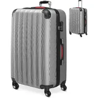 Monzana Koffer Handgepäck ABS Hard Case 4 Rollen Teleskopgriff Zahlenschloss Kantenschutz Reisekoffer Hartschalenkoffer Rollkoffer Trolley Silber XL
