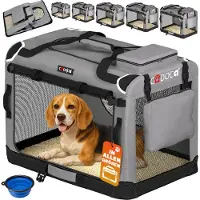 Cadoca Hundetransportbox faltbar Größe L 70x52x50 cm, Netzeinsätze, 3 Seiten zu öffnen