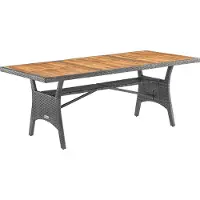 Casaria Polyrattan Gartentisch Ablage FSC- zertifiziertes Akazienholz 190x90cm Höhenverstellbar Wetterfest Garten Terrasse Balkon Esstisch Tisch Grau