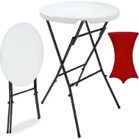 Casaria Stehtisch mit Husse Bordeaux-Rot 72 cm Set