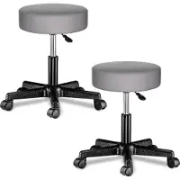 Casaria Rollhocker 2er Set Kunstleder Grau