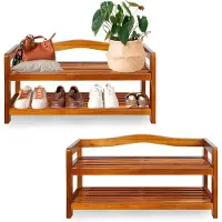 Casaria Schuhregal Schuhständer Holz Akazie 2 Etagen 2er Set