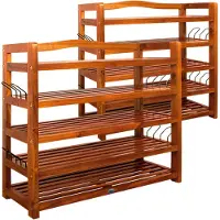 Casaria 2er Set Akazienholz Schuhregal 5 Etagen