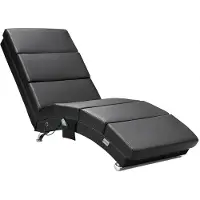 Casaria Relaxliege Massage Heizfunktion 186x89x55cm Ergonomisch Kunstleder Gepolstert 180 kg Belastbarkeit Wohnzimmer Chaiselongue Relaxsessel Schwarz