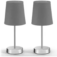 Monzana Nachttischlampe 2er Set 32cm Stoff Grau Taupe Anthrazit Weiß Wohnzimmer Schlafzimmer Lampe Leuchte Tischlampe Nachttischleuchte Tischleuchte