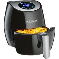 Monzana Heißluftfritteuse Digitales LED Touch Display 3,6L Ohne Öl Fett 6 Programme Antihaftbeschichteter Frittierkorb Fritteuse Heißluftofen Schwarz