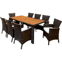 Casaria Polyrattan Garten-Sitzgruppe Rom 9-tlg Braun Akazienholz