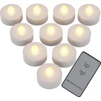 Monzana Deuba flackerndes LED-Teelicht warmweiß mit Fernbedienung - 10 Stück - Weiß