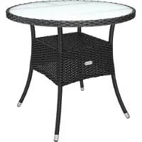 Casaria Polyrattan Gartentisch 80 cm Rund Schwarz