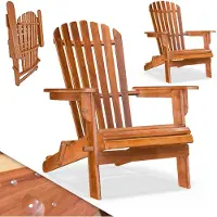 Casaria 2x Sonnenliege Holz Wetterfest Klappbar 160kg Belastbarkeit XXL Armlehnen Rückenlehne Garten Balkon Terrasse Holzstuhl Ergonomisch Adirondack