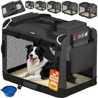 Cadoca Hundebox XL 82x56x58cm faltbar atmungsaktiv robust Hundetransportbox Transporttasche Haustiertransportbox Hundetragetasche Anthrazit