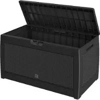Casaria Gartenbox Anthrazit UV-beständig 310L Haltegriffe Rollen Terrasse Balkon Wohnzimmer Wintergarten Truhe Auflagenbox 119x48cm Rattan-Optik