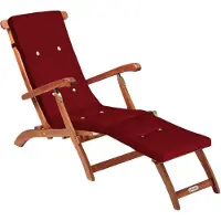 Casaria Sonnenliege Klappbar Holz inkl. Auflage Rot Wetterfest 160kg Belastbar Akazie Rückenlehne Verstellbar FSC-zertifiziert Balkon Garten Liege 169x54cm