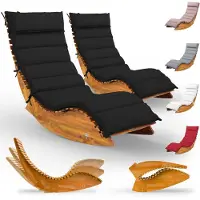 Casaria 2x Sonnenliege inkl. Auflage 2 Personen Anthrazit Klappbar Wetterfest Holz Garten Liege Ergonomisch 160kg Belastbarkeit FSC-zertifiziert Schwungliege Set Balkon 154x60cm