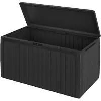Casaria Gartenbox Auflagenbox abschließbar Anthrazit 290L UV-beständig Haltegriffe Rollen Verschlussvorrichtung Balkon Garten Kissenbox Aufbewahrungsbox 117x47cm Wetterfest Paneelstruktrur
