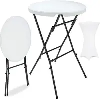Casaria Stehtisch Weiß mit Husse Weiß Ø72cm klappbar 110cm Höhe
