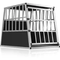 Cadoca Hundetransportbox Aluminium Hundebox Kofferraum robust verschließbar trapezförmig L 66x90x72cm Reisebox Autobox Tiertransportbox