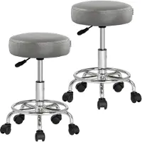 Casaria 2er Set Rollhocker grau
