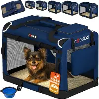 Cadoca Hundebox Hundetransportbox faltbar robust S 50x34x36cm atmungsaktiv Transporttasche Haustiertransportbox Hundetragetasche Navy Blau