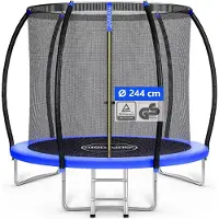 Monzana Trampolin Ø 244 cm Rheinland GS Zertifiziert Komplettset inkl. Sicherheitsnetz Innen Leiter Randabdeckung Kindertrampolin Gartentrampolin