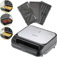 Monzana Sandwichtoaster - 3 in 1 abnehmbare Platten - Schwarz
