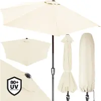 Kingsleeve Sonnenschirm Halbrund 2,7m Abdeckung UV-Schutz 80+ Balkon Terrasse Halbschirm Terrassenschirm Balkonschirm Halbrundschirm Beige Creme
