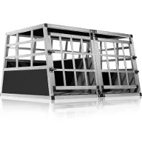Cadoca Hundetransportbox Aluminium Hundebox Kofferraum robust verschließbar trapezförmig XL 89x70x51cm Reisebox Autobox Tiertransportbox