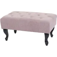 Mendler Ottomane Chesterfield, Sitzhocker Fußablage Hocker, wasserabweisend Stoff/Textil 39x77x47cm ~ hellrosa