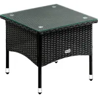 Casaria Polyrattan Beistelltisch 50x 50x 45 cm Höhenverstellbare Füße 5mm Sicherheitsglas Wetterfest Gartentisch Balkontisch Teetisch Outdoor Schwarz