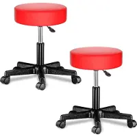 Casaria Rollhocker 2er Set Kunstleder Rot