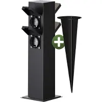 Monzana Gartensteckdose 4fach IP44 Outdoor Steckdosensäule aus Edelstahl mit Erdspieß Außensteckdose 3680W 16A Schwarz