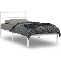 vidaXL Bettgestell mit Kopfteil Metall Weiß 100x190 cm