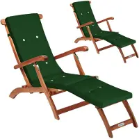 Casaria 2er Sonnenliege Set Klappbar Holz inkl. Polster Grün Wetterfest 160kg Belastbar Akazie Rückenlehne Verstellbar FSC-zertifiziert Balkon Garten Liege 169x54cm