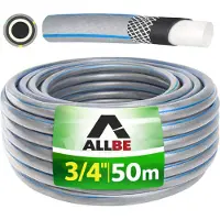 ALLBE Gartenschlauch 4 lagig 3/4" Zoll 50m Schlauch Wasserschlauch