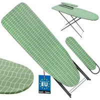 KOTARBAU Bügelbrett Bügeltisch Verstellbares Bügelbrett 118 x 36 cm mit Ärmelbrett Bügeleisenhalter Schutzhülle Grün