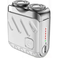 Zelurxx 2-in-1 Elektrischer Rasierer Herren, Mini Reise-Design, Magnetkopf, USB-C Schnellladung, wasserdicht, 9000 U/min, Barttrimmer, Weiß