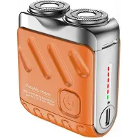 Zelurxx 2-in-1 Elektrischer Rasierer Herren, Mini Reise-Design, Magnetkopf, USB-C Schnellladung, wasserdicht, 9000 U/min, Barttrimmer, Orange