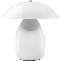 Beliani Tischlampe Weiß Metall 30 cm Hoch Pilzform mit Kabel und Schalter Retro Stil Moderne Tischleuchte Nachttischlampe Schlafzimmer Wohnzimmer