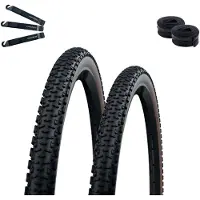 Bike-parts 2 x Faltreifen Schwalbe G-One Ultrabite Performance RaceGuard TLE ADDIX E-25 Schwarz/Bronze 40-622 (28 x 1.50") + 2 x Schwalbe Schläuche SV17 inkl. maxxi4you Reifenheber
