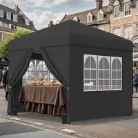 BALCONERA Pavillon 2,5x2,5m Faltpavillon mit Seitenteilen, Höhenverstellbar Faltbarer Pop up Pavillon Wasserdichte Gartenpavillon Gartenzelt UV-Schutz