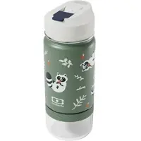 Monbento 2 in 1 Trinkflasche mit Strohhalm 300ml + Snackbox 120ml, gruen