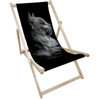 AllBags Holz Liegestuhl klappbar „Katze“ – Gartenstuhl Relaxstuhl Sonnenliege Balkon Terrasse Tiermotiv