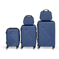Kunert Reisekoffer Set 5-teilig VIAGGIO – Blau Koffer mit Rollen, Hartschalenkoffer, Trolley Set mit Beauty Case